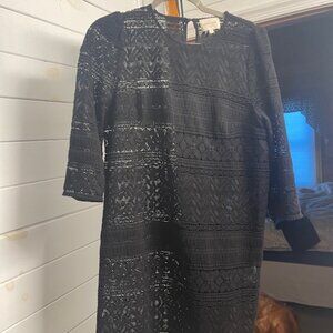 Sezane Openwork black dress, Size 36/Small